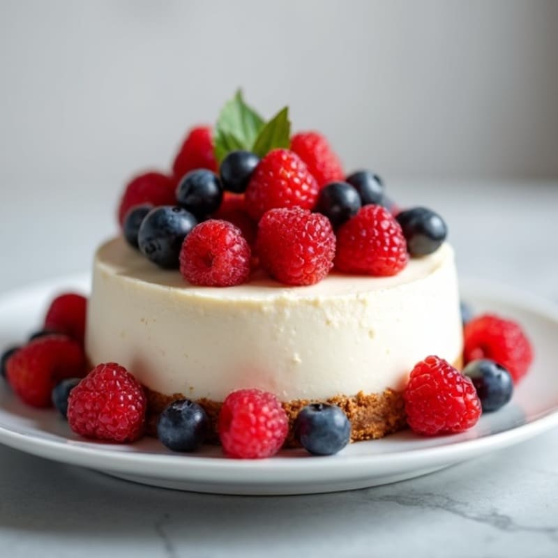 Greek Yogurt Protein Cheesecake with Mixed Berries