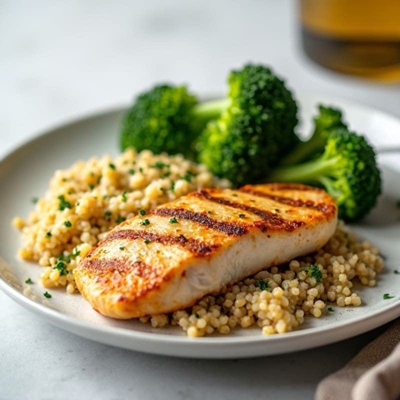 Grilled Chicken Breast with Quinoa and Steamed Broccoli