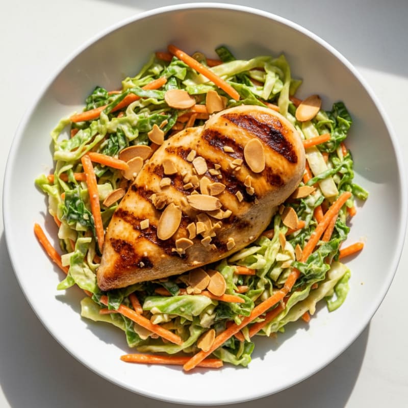 Grilled Chicken Breast with Crunchy Cabbage Slaw