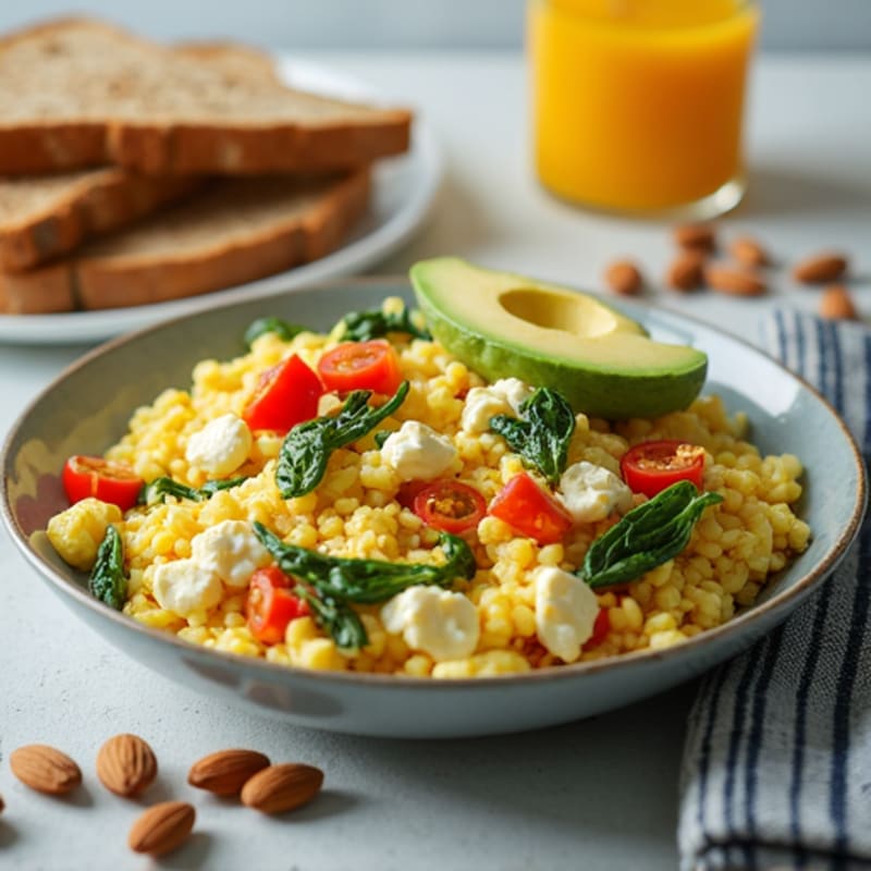 Egg White Veggie Scramble with Cottage Cheese