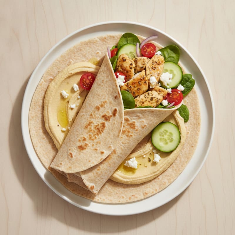 Mediterranean Chicken and Hummus Wrap
