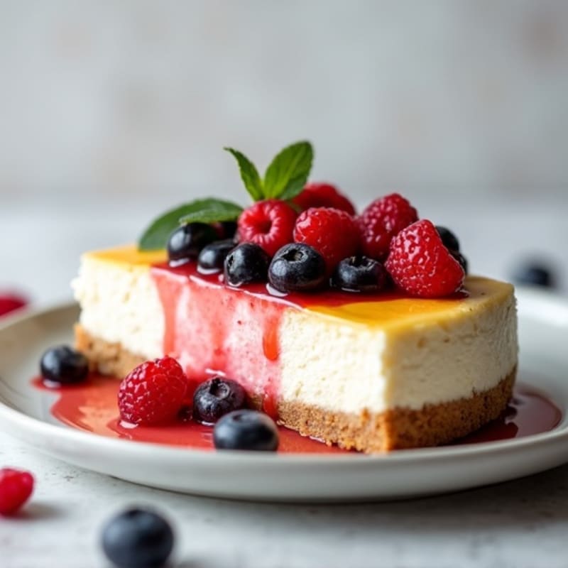 Greek Yogurt Protein Cheesecake with Mixed Berries