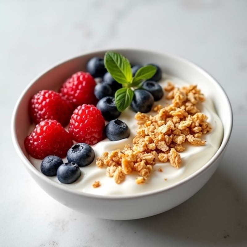 Creamy Greek Yogurt Protein Bowl with Fresh Berries and Crunchy Granola