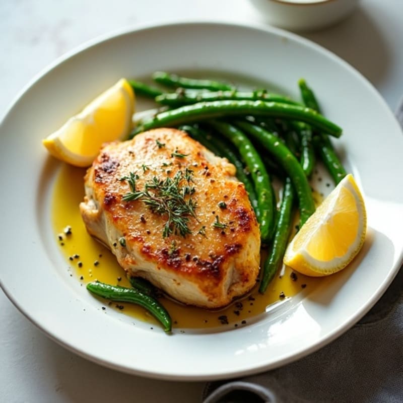 Lemon Herb Roasted Chicken with Crispy Green Beans