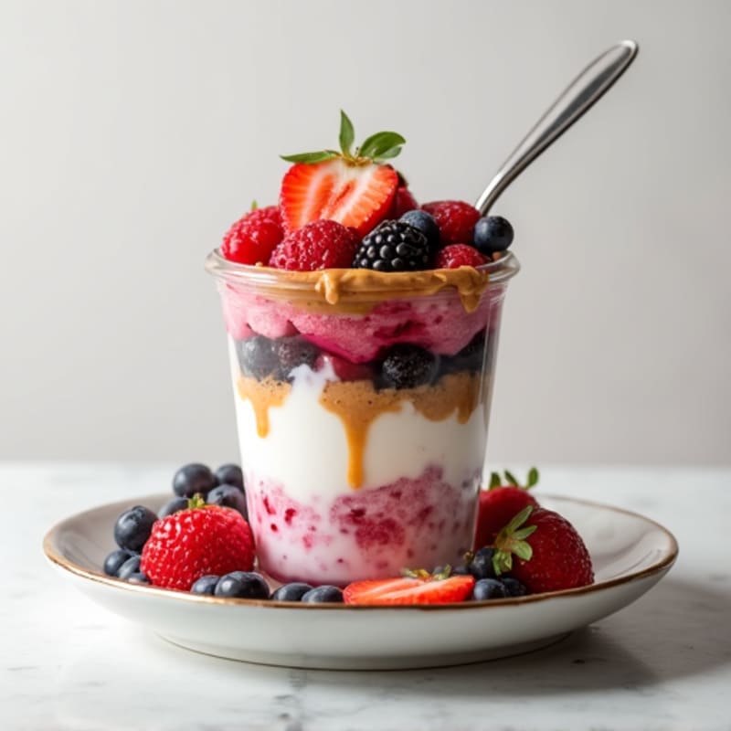 Greek Yogurt Parfait with Mixed Berries and Almond Butter