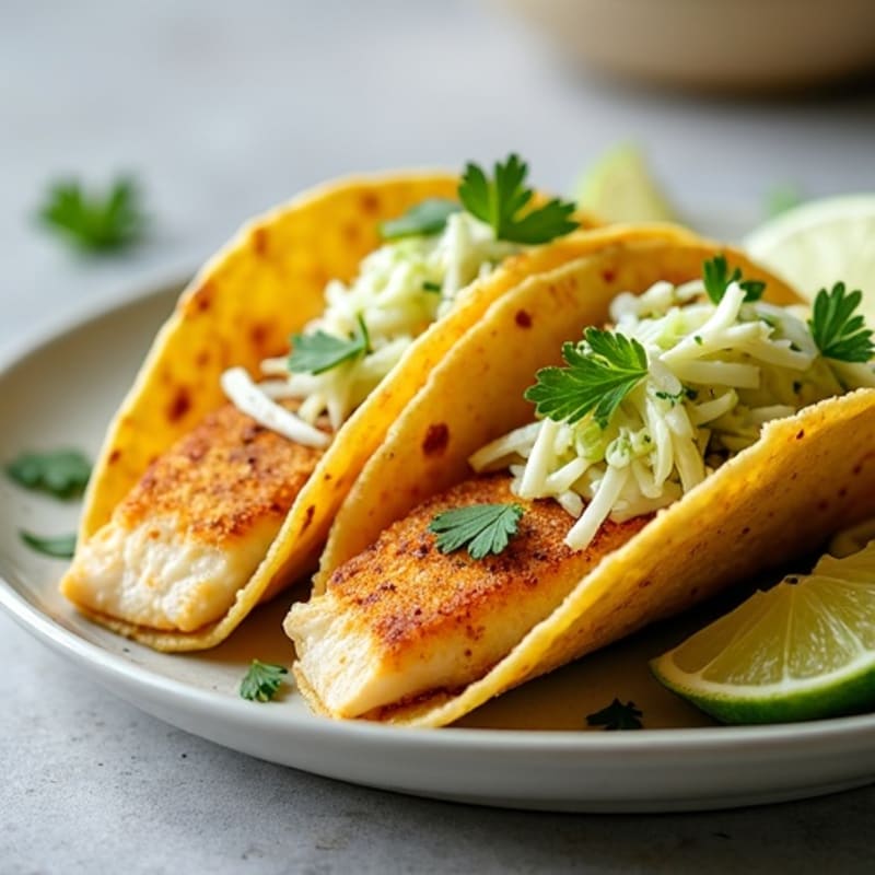 Crispy Baked Fish Tacos with Zesty Cabbage Slaw