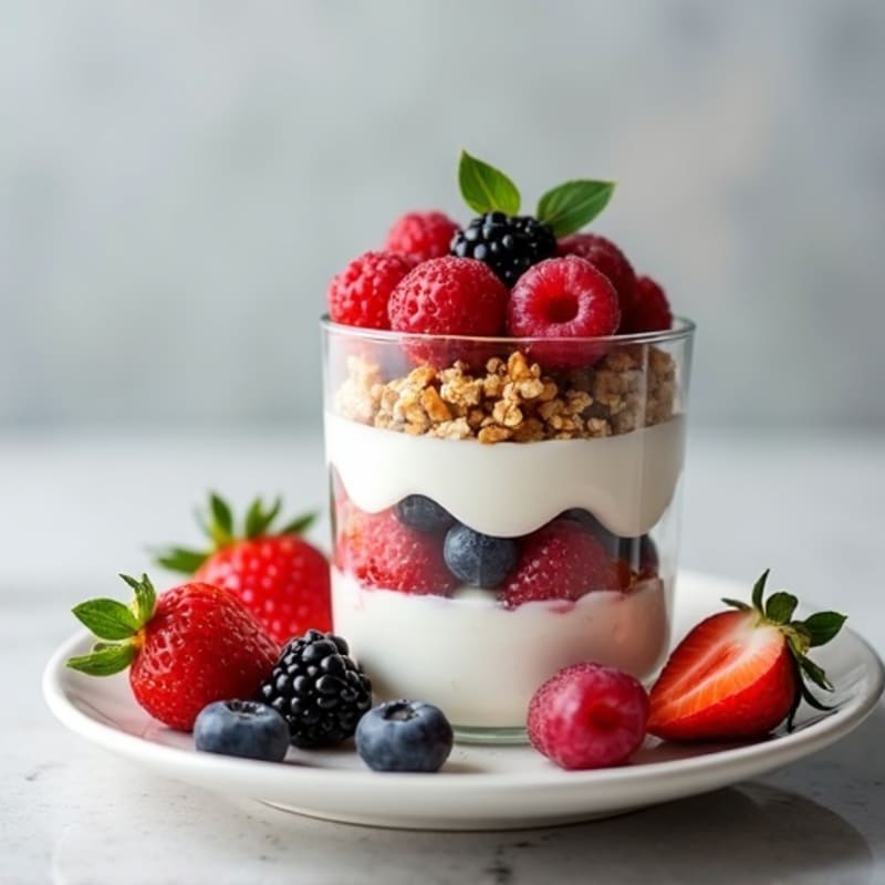 Greek Yogurt Protein Parfait with Mixed Berries