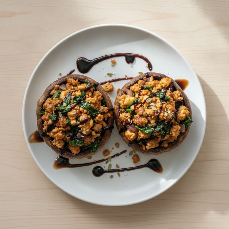 Herb-Stuffed Portobello Mushrooms with Balsamic Glaze