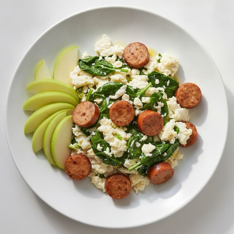 Scrambled Egg Whites with Spinach and Turkey Sausage