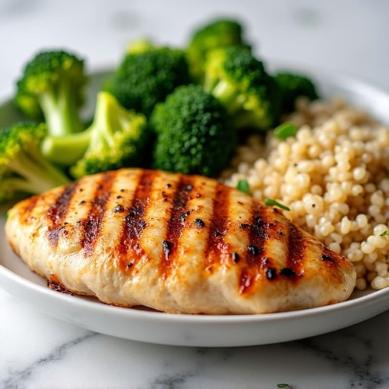 Grilled Chicken Breast with Quinoa and Steamed Broccoli