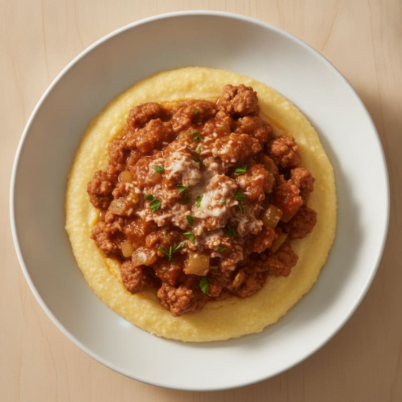 Ground Pork Ragu with Creamy Polenta