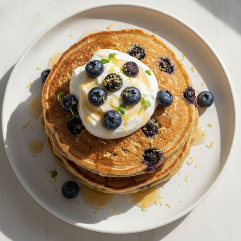 Blueberry Ricotta Pancakes with Lemon Zest