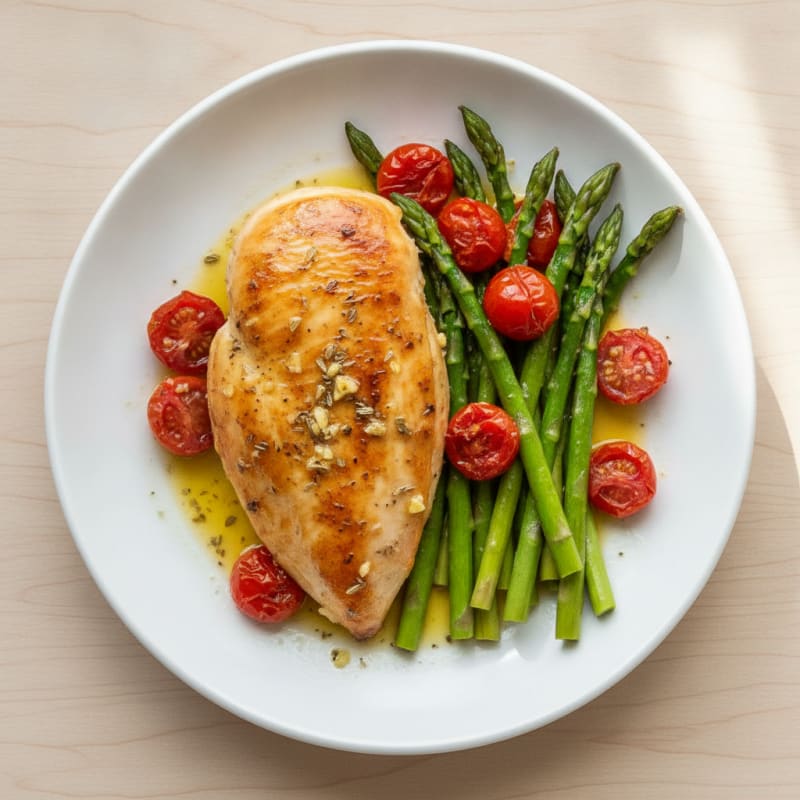 Lemon Herb Roasted Chicken with Asparagus
