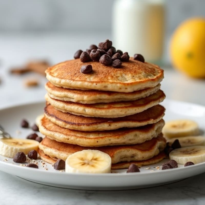 Fluffy Cinnamon Banana Oat Pancakes with Dark Chocolate
