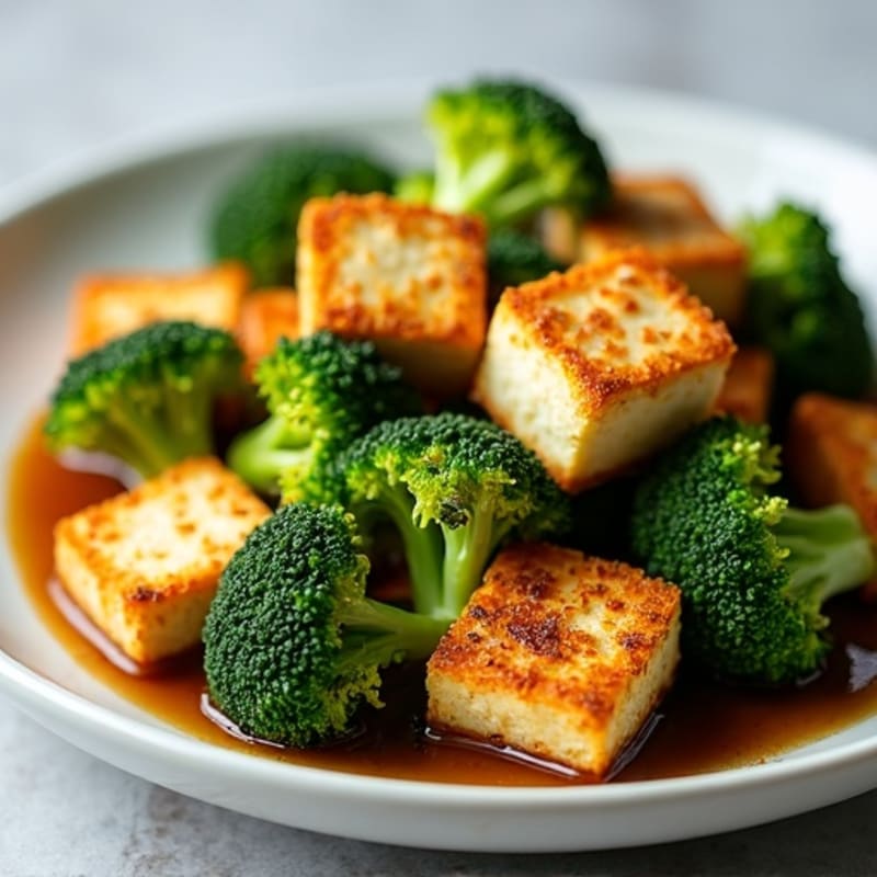 Crispy Baked Tofu with Garlic-Ginger Broccoli