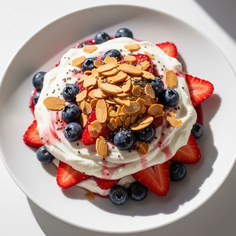 Greek Yogurt Protein Parfait with Berries and Almonds