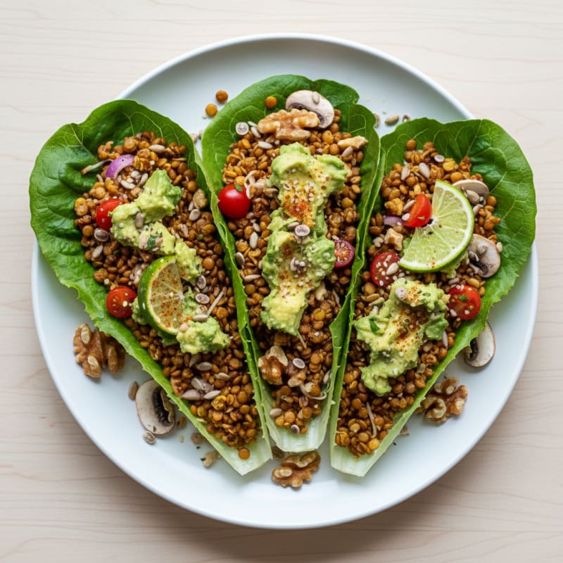 Raw Walnut Sunflower Seed Tacos with Avocado Salsa