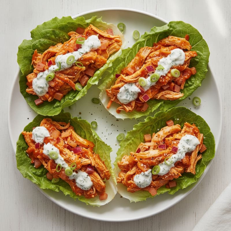 Buffalo Chicken Lettuce Wraps with Ranch