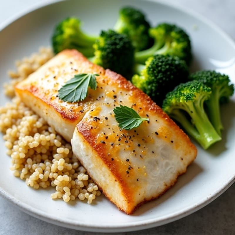 Seared Cod with Roasted Broccoli and Quinoa