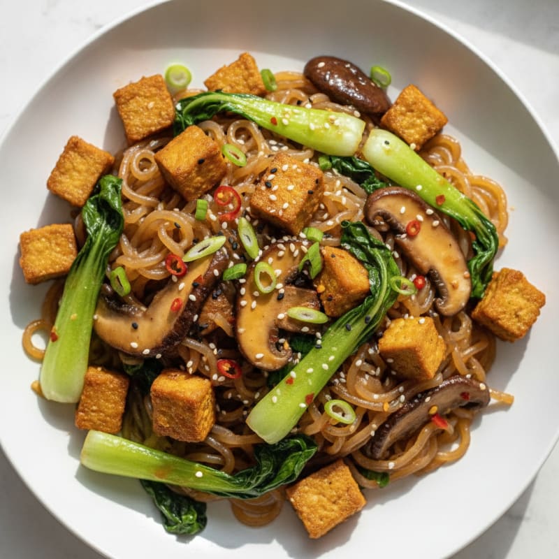 Soy-Glazed Mushroom Konjac Noodle Stir-Fry