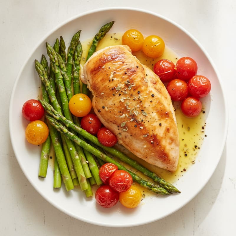 Lemon Herb Roasted Chicken with Asparagus