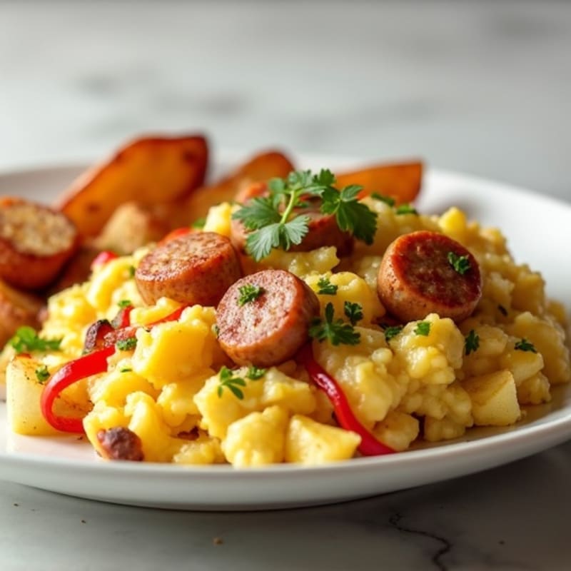 Egg White Scramble with Chicken Sausage and Roasted Potatoes