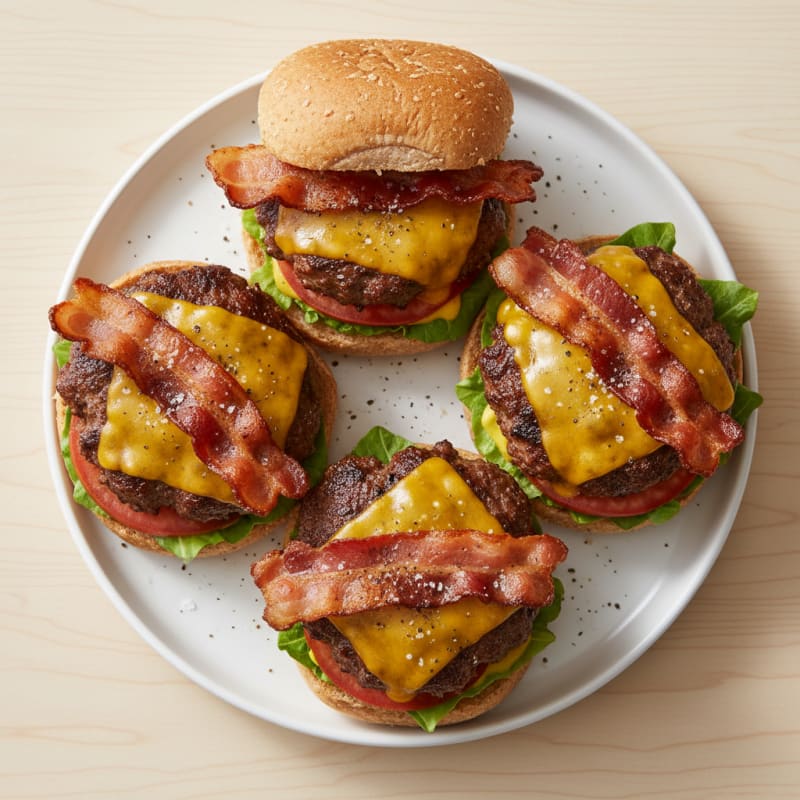 Crispy Double Bacon Cheeseburger Sliders