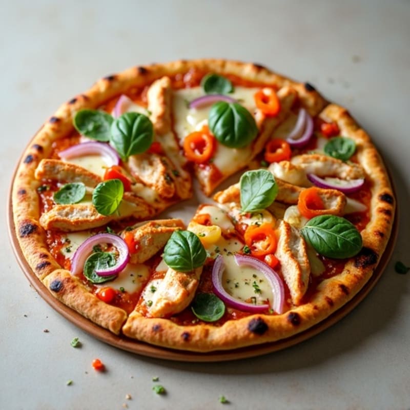Healthy Chicken BBQ Ranch Pizza with Veggies