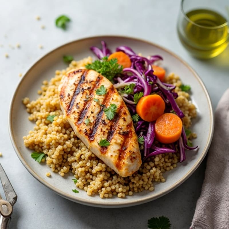 Grilled Chicken Breast with Crunchy Cabbage Slaw