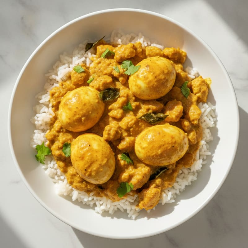 Coconut Milk Golden Yolk Curry with Sona Masoori