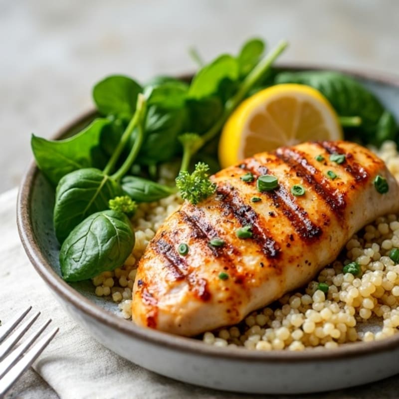 Grilled Chicken Breast with Quinoa Spinach Salad
