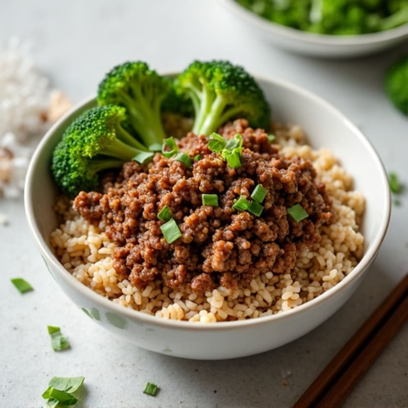Savory Beef and Crispy Broccoli Rice Bowl