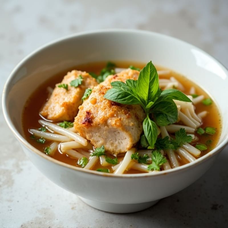 Ginger-Lemongrass Chicken Pho with Fresh Herbs