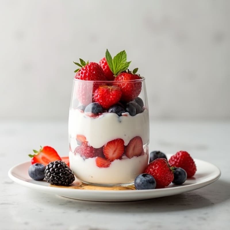 Greek Yogurt Protein Parfait with Berries and Almond Butter