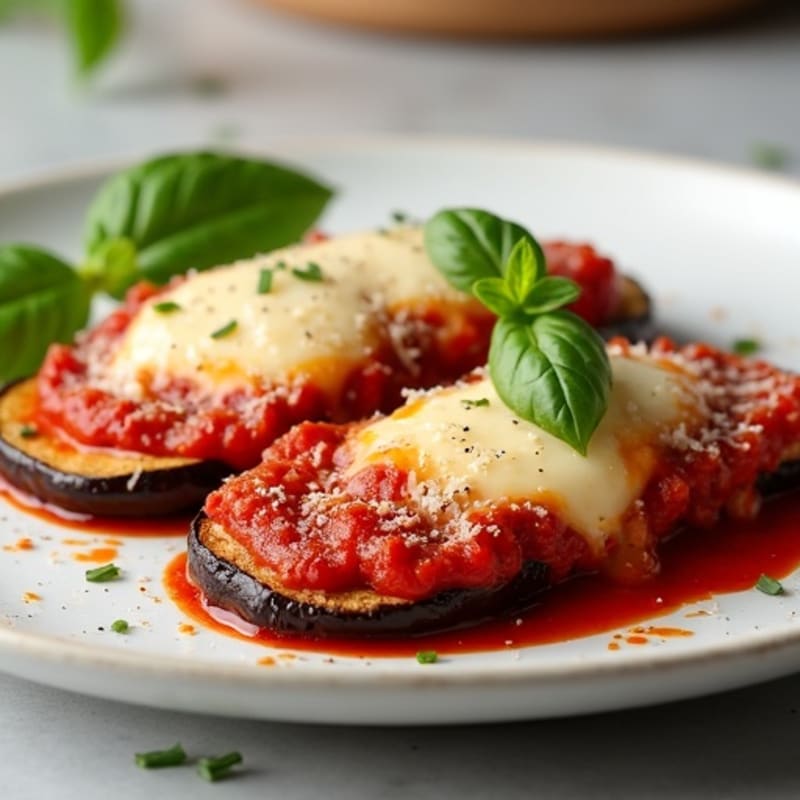 Healthy Baked Eggplant Parmesan with Marinara