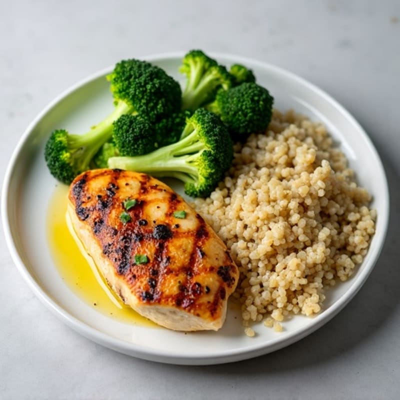 Grilled Chicken Breast with Quinoa and Steamed Broccoli