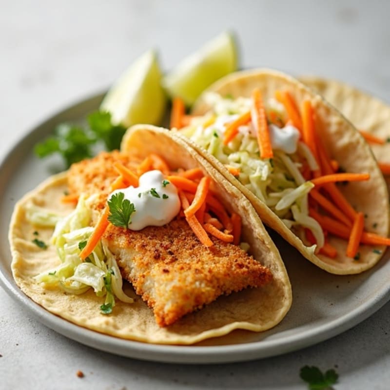 Crispy Baked Fish Tacos with Fresh Slaw