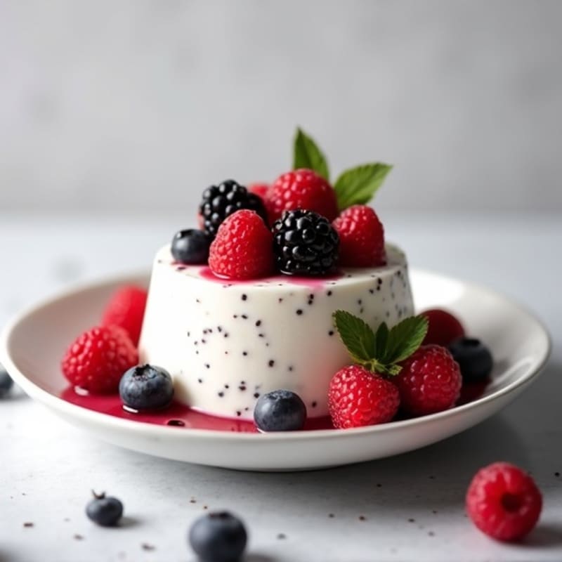 Greek Yogurt Protein Pudding with Chia Seeds and Mixed Berries