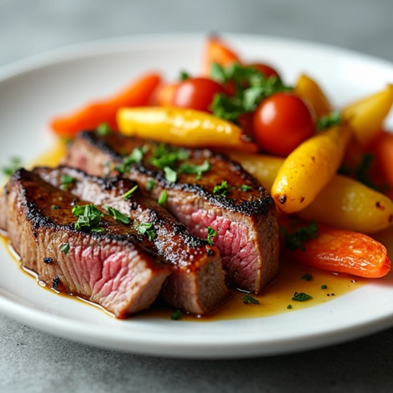 Garlic Butter Seared Steak with Roasted Vegetables
