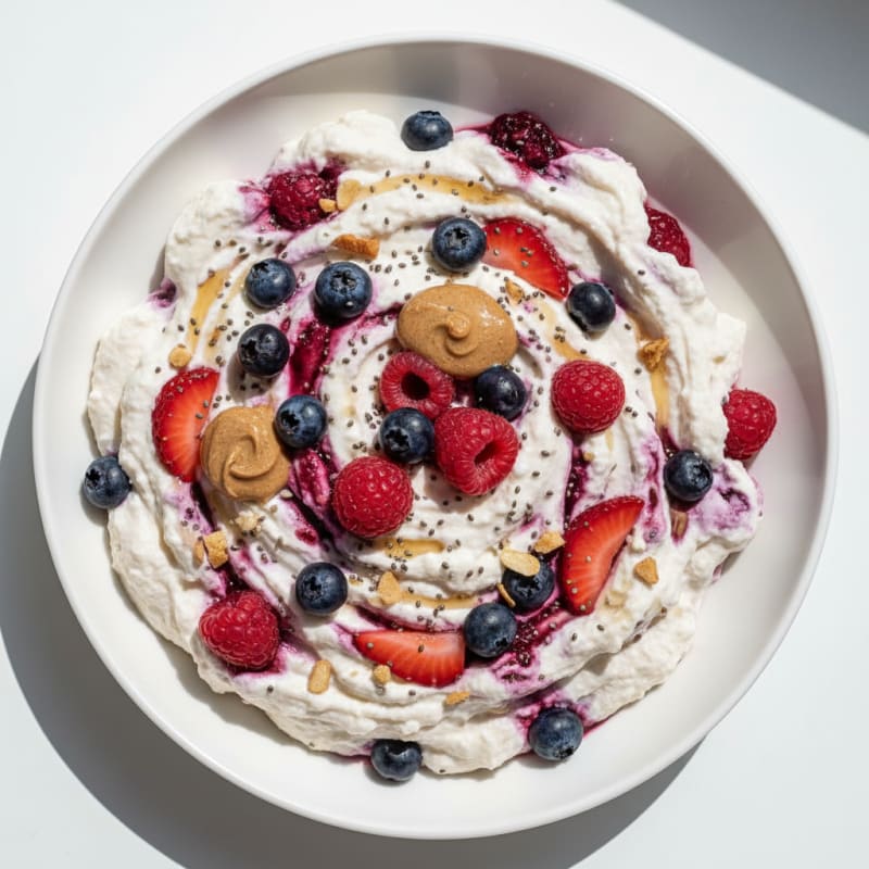 Greek Yogurt Protein Mousse with Mixed Berries