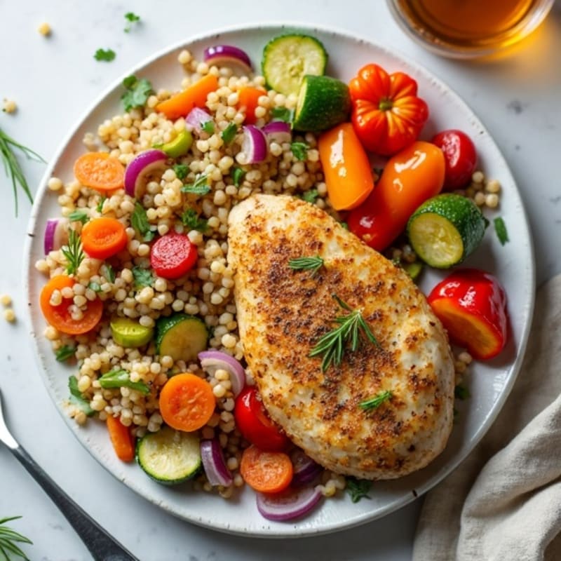 Herb-Crusted Sheet Pan Chicken with Roasted Rainbow Vegetables