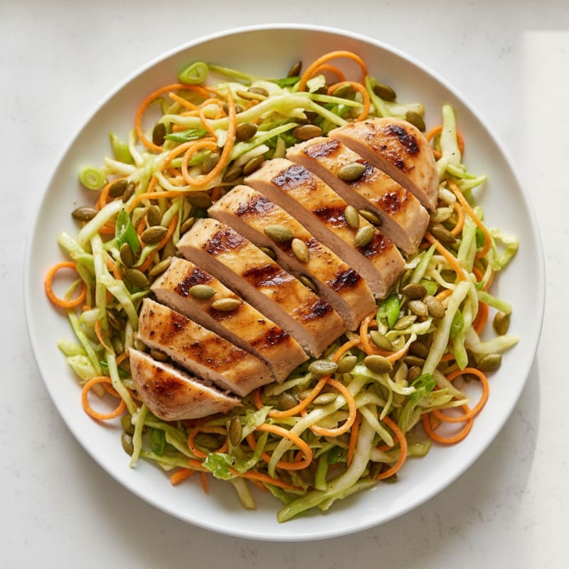 Grilled Chicken Breast with Crunchy Cabbage Slaw