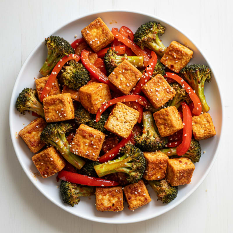 Spicy One-Pan Roasted Tofu and Broccoli