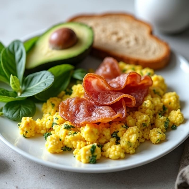 Egg White Scramble with Spinach and Turkey Bacon