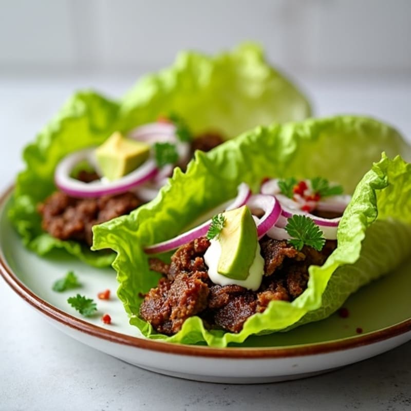 Smoky Brisket Lettuce Wraps with Creamy Avocado Slaw