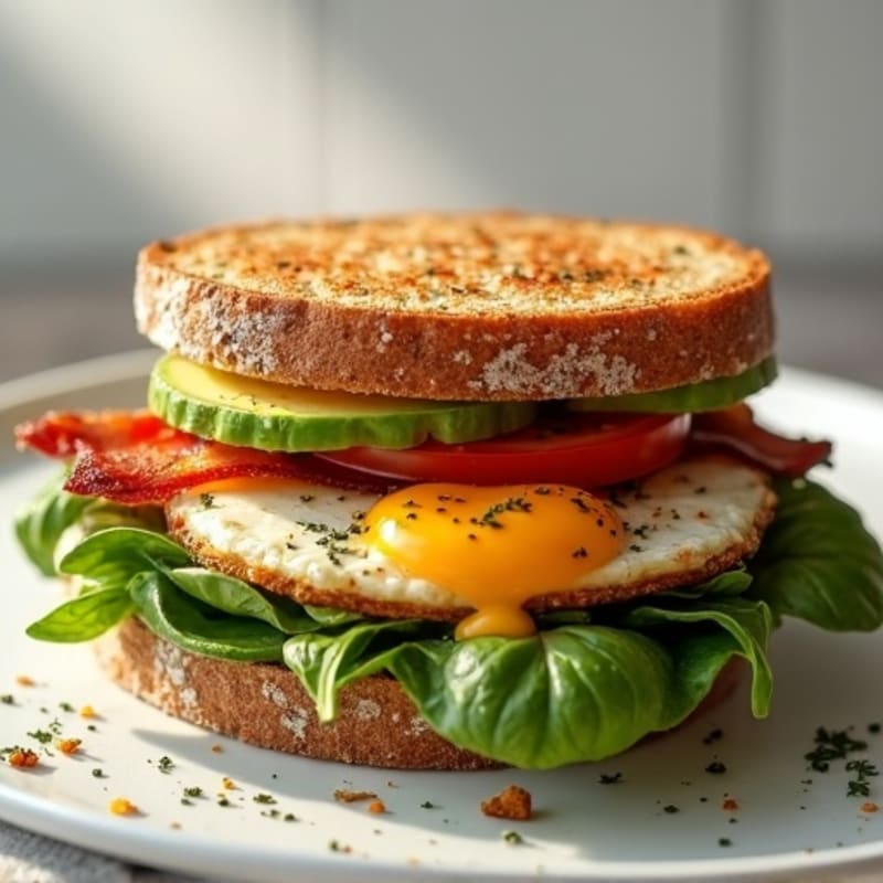 Crispy Turkey Bacon, Fresh Tomato, and Creamy Avocado Whole Grain Sandwich
