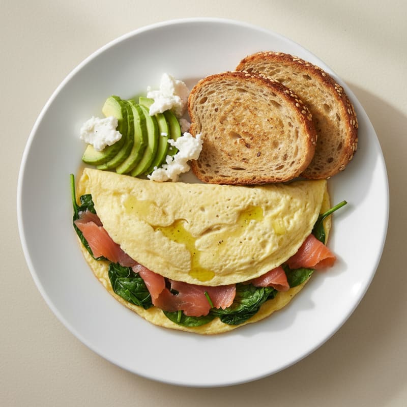 Egg White and Spinach Omelette with Smoked Salmon