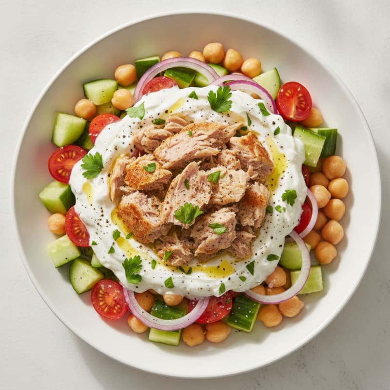 Mediterranean Tuna Bowl with Yogurt