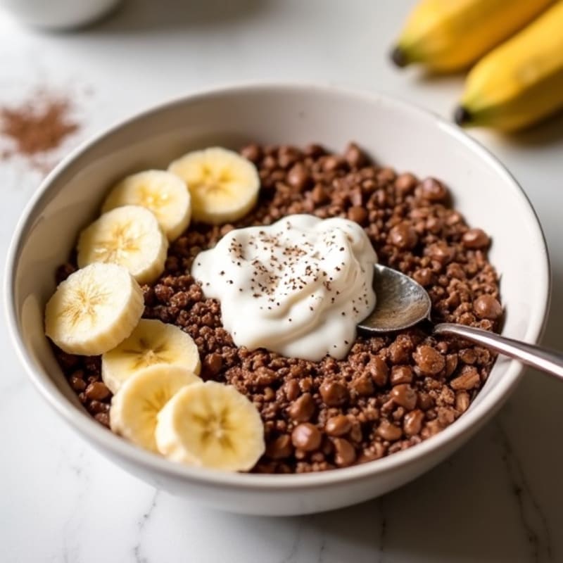 Creamy Chocolate Protein Brownie Batter Oatmeal Bowl