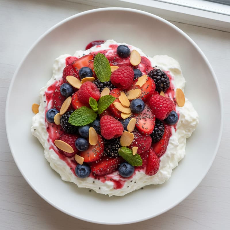 Greek Yogurt Protein Pudding with Mixed Berries